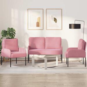 VidaXL Ülőgarnitúrák párnával 3 pcs Rózsaszín 115 x 56 x 80 cm Furnér