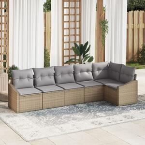Kerti Kanapé Szett 6 pcs Beige és Világosszürke polirattan
