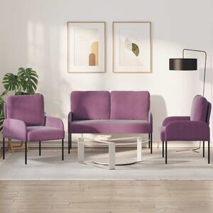 VidaXL Ülőgarnitúrák párnával 3 pcs Lila 115 x 56 x 80 cm Furnér
