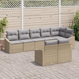 Kerti Kanapé Szett 8 pcs Beige és Világosszürke polirattan