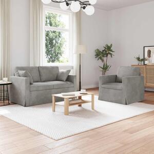 VidaXL Kanapé Szett 2 pcs Világosszürke 138 x 78 x 80 cm Bársony