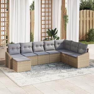 Kerti Kanapé Szett 8 pcs Beige és Világosszürke polirattan