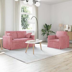VidaXL Kanapé Szett 2 pcs Rózsaszín 138 x 78 x 80 cm Bársony