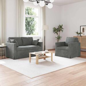 VidaXL Kanapé Szett 2 pcs Sötétszürke 138 x 78 x 80 cm Bársony
