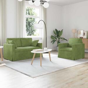 VidaXL Kanapé Szett 2 pcs Világos zöld 138 x 78 x 80 cm Bársony