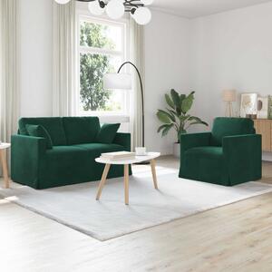 VidaXL Kanapé Szett 2 pcs Sötétzöld 138 x 78 x 80 cm Bársony