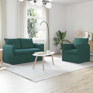 VidaXL Kanapé Szett 2 pcs Sötétzöld 136 x 82 x 85 cm Szövet