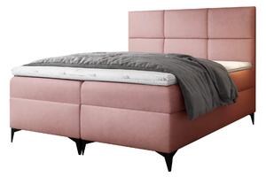 Wilsondo FAVA kárpitozott boxspring ágyneműtartós ágy fedőmatraccal - rózsaszín Velvet Méret: 140x200