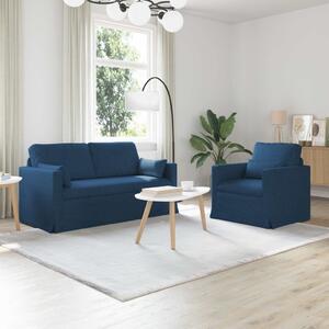 Kanapé Szett 2 pcs Kék 158 x 78 x 80 cm szövet