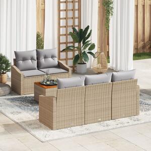 Kerti Kanapé Szett 6 pcs Beige és Világosszürke polirattan