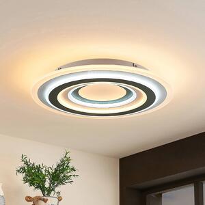 Lindby LED mennyezeti lámpa Jazmina, 50 cm, CCT, távirányítóval, dimmelhető, Fekete, Nappali / Étkező, Műanyag, Modern