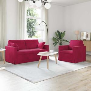 VidaXL Kanapé Szett 2 pcs Bordó 158 x 78 x 80 cm Bársony