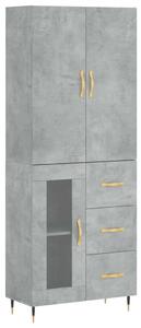 Betonszürke szerelt fa magasszekrény 69,5 x 34 x 180 cm