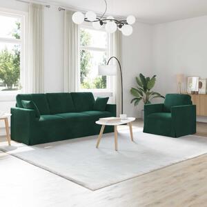 VidaXL Kanapé Szett 2 pcs Sötétzöld 198 x 78 x 80 cm Bársony