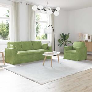 VidaXL Kanapé Szett 2 pcs Világos zöld 198 x 78 x 80 cm Bársony
