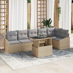 Kerti Kanapé Szett párnával 7 pcs Beige és Világosszürke