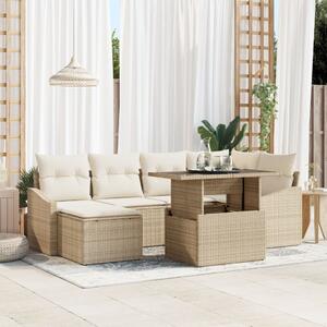 Kerti Kanapé Szett párnával tárolóval 7 pcs Beige és krém