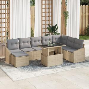 Kerti Kanapé Szett párnával 9 pcs Beige és Világosszürke