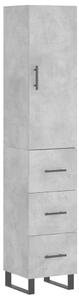 Modern Magas Szekrény - Beton Szürke - 34,5x34x180 cm