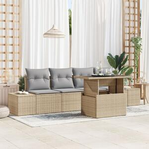 Kerti Kanapé Szett párnával 5 pcs Beige és Világosszürke