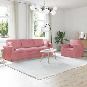 Kanapé Szett 2 pcs Rózsaszín 228 x 78 x 80 cm Bársony