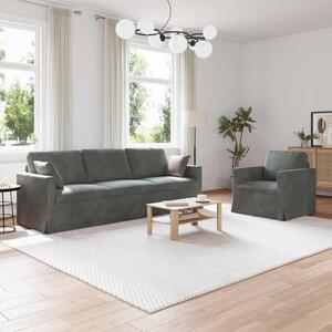 VidaXL Kanapé Szett 2 pcs Sötétszürke 228 x 78 x 80 cm Bársony