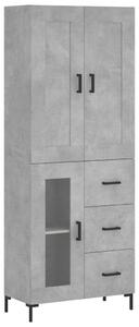 Betonszürke szerelt fa magasszekrény 69,5 x 34 x 180 cm