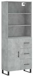 Betonszürke szerelt fa magasszekrény 69,5 x 34 x 180 cm