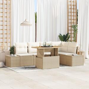 Kerti Kanapé Szett tárolóval 6 pcs Bézs Poli rattan
