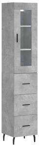 Modern Magas Szekrény - Beton Szürke - 34,5x34x180 cm