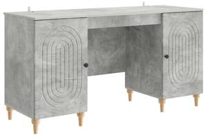 Asztal polcokkal Betonszürke 142,5 x 50 x 75 cm Szerelt Fa