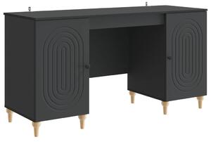 Asztal polcokkal tárolóval Fekete 142,5 x 50 x 75 cm Szerelt Fa
