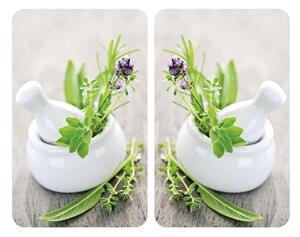 Edzett üveg tűzhely fedőlap szett 2 db-os 30x52 cm Herb – Wenko