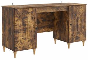 Asztal polcokkal Füstös Tölgy 142,5 x 50 x 75 cm Szerelt Fa