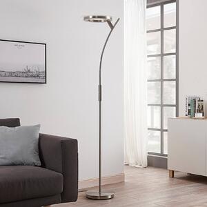Lindby Darion LED állólámpa, szürke, fém, fényerőszabályzó, 180cm, dimmelhető, Alu / szürke / cink, Nappali / Étkező, fém, Modern