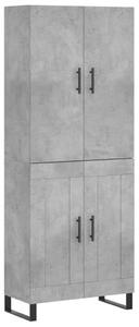 Betonszürke szerelt fa magasszekrény 69,5 x 34 x 180 cm