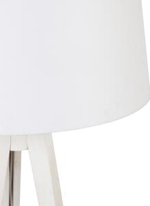 Modern állólámpa állvány fehér, vászon árnyalatú fehér 45 cm - Tripod Classic