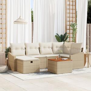 Kerti Kanapé Szett párnával tárolóval 7 pcs Bézs Poli rattan