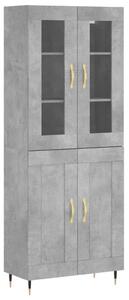 Betonszürke szerelt fa magasszekrény 69,5 x 34 x 180 cm