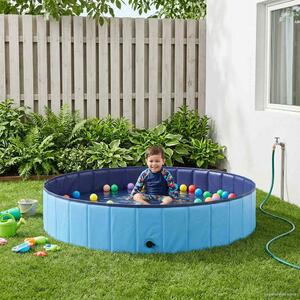 VidaXL Gyerekmedence Kék Ø 160 x 30 cm Vastag PVC és mérnöki fa