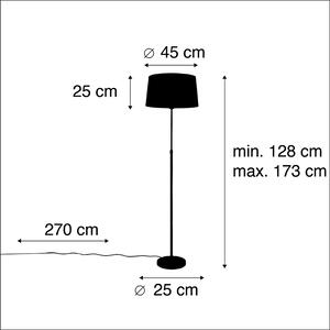Állólámpa fekete, fehér vászon árnyalattal állítható 45 cm - Parte