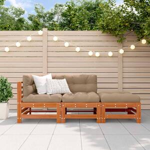 VidaXL Kerti lounge szett 3 pcs Viaszbarna Tömör Fenyőfa