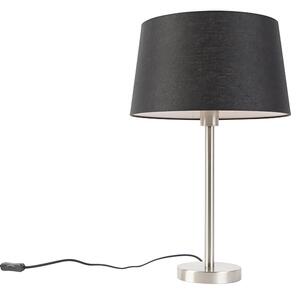 Modern asztali lámpa acél, fekete árnyalattal, 35 cm - Simplo