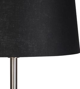 Modern állólámpa acél, fekete árnyalattal, 45 cm - Simplo