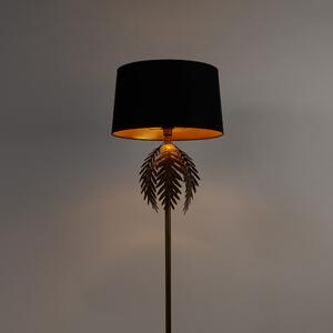 Vintage állólámpa arany pamut árnyalatú fekete színnel - Botanica