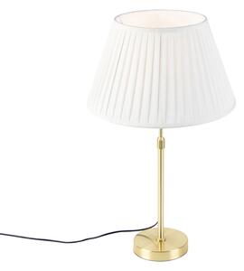 Asztali lámpa arany / sárgaréz, rakott árnyalatú krémmel, 35 cm - Parte