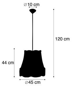 Retro függesztett lámpa fekete, szürke 45 cm - nagyi