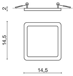 Spotlámpa Slim 15 Square 3000K Ip44 fehér gipszkartonhoz