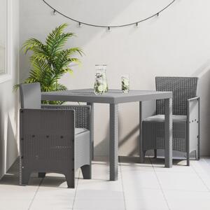 VidaXL 3 Darabos Kerti Étkező Garnitúra Párnákkal Világosszürke Poly Rattan