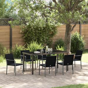 Kert étkező szett 7 pcs Fekete és Szürke PE Rattan